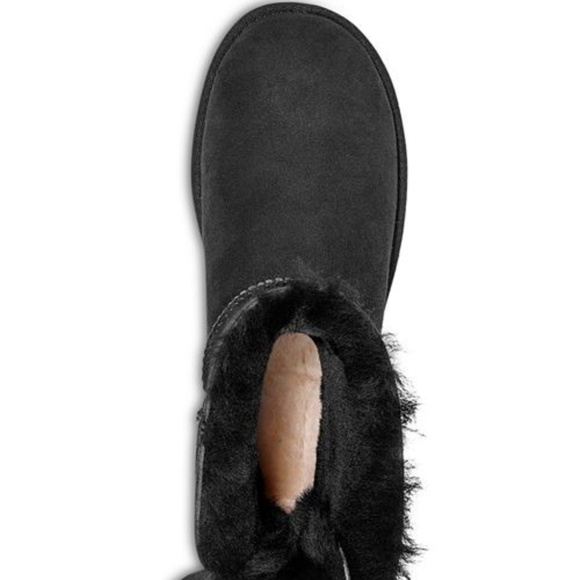UGG® Women's Mini Bow Round Toe Suede & Sheepskin - Picture 6 of 8
